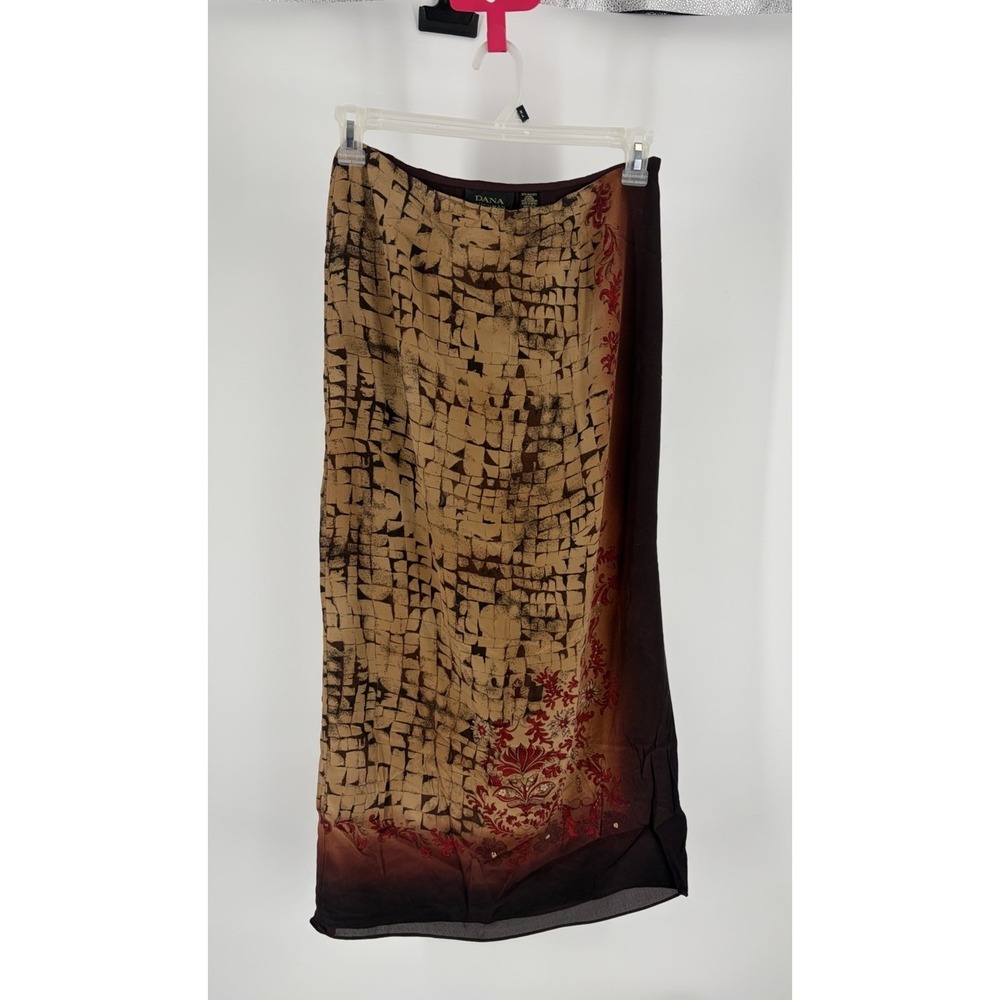 Dana Buchman Whimsy Goth Silk Blend Maxi Skirt Grunge Fairy Boho Mori Girl 10